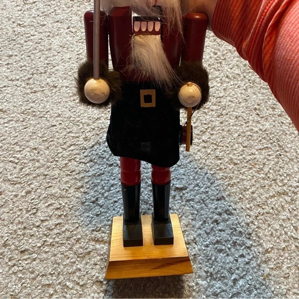 Drumming Nutcracker Wooden Christmas Decor Red Gray